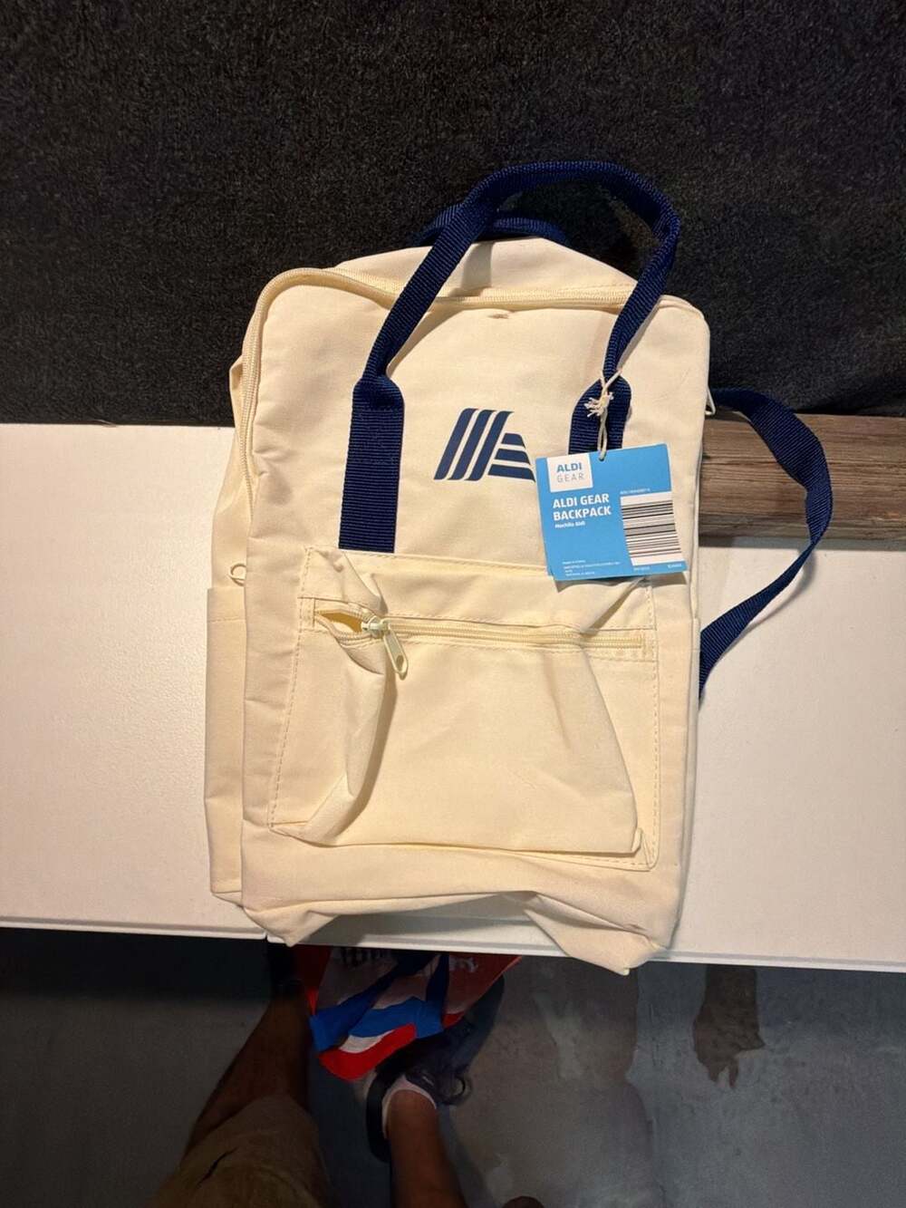 Aldi Gear Canvas Backpack Cream and Blue